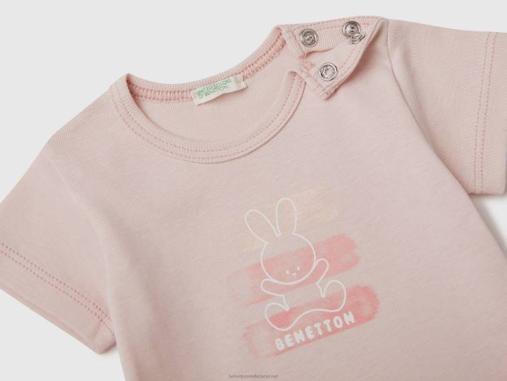 kinderen Benetton T-shirt van 100% biologisch katoen zacht roze 4R625776