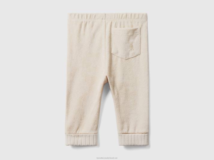 kinderen Benetton badstof broek met elastiek beige 4R625945