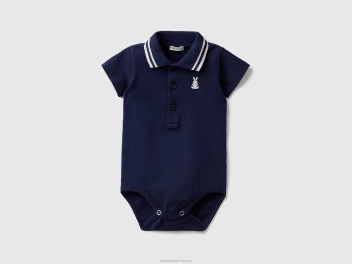 kinderen Benetton body-polo van biologisch katoen donkerblauw 4R625888