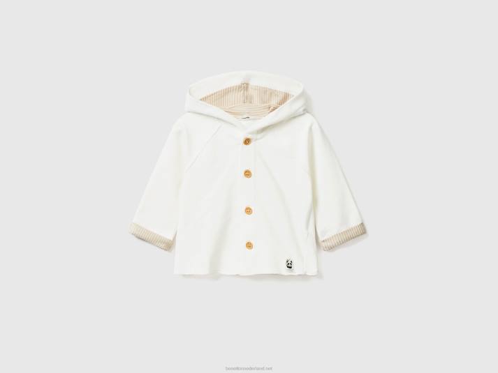 kinderen Benetton hoodie met ritssluiting romig wit 4R623128