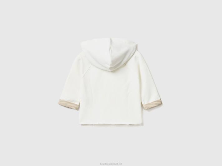 kinderen Benetton hoodie met ritssluiting romig wit 4R623128