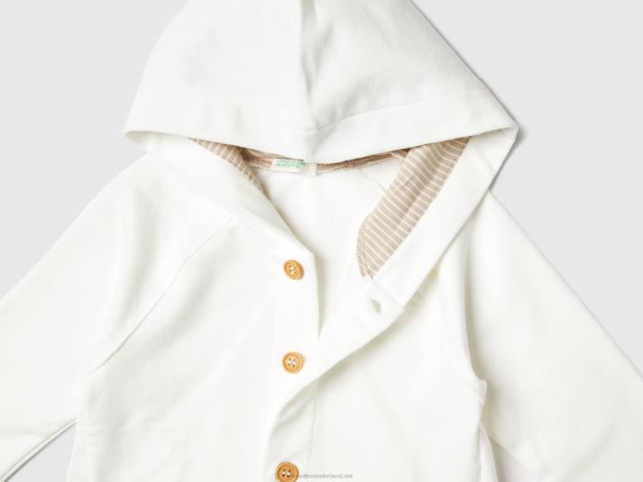 kinderen Benetton hoodie met ritssluiting romig wit 4R623128