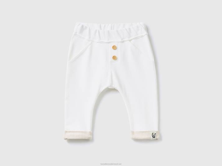 kinderen Benetton joggingbroek met manchetten romig wit 4R623230