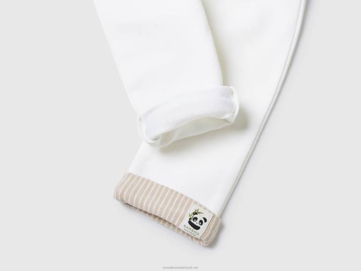 kinderen Benetton joggingbroek met manchetten romig wit 4R623230