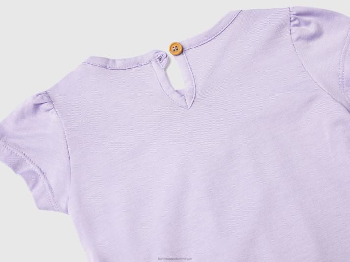 kinderen Benetton t-shirt met gestreepte strik lila 4R625810