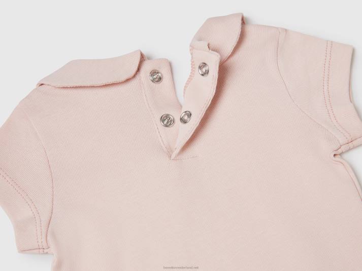kinderen Benetton onesie met kraag van biologisch katoen zacht roze 4R623183