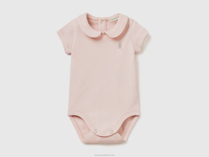 kinderen Benetton onesie met kraag van biologisch katoen zacht roze 4R625876