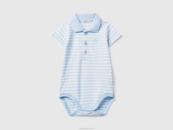 kinderen Benetton polobody van stretchkatoen hemelsblauw 4R623205