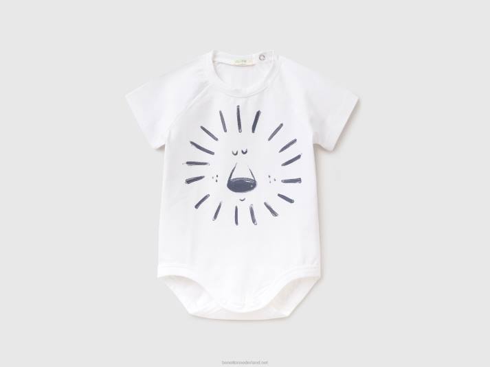kinderen Benetton stretchbody met print wit 4R625869