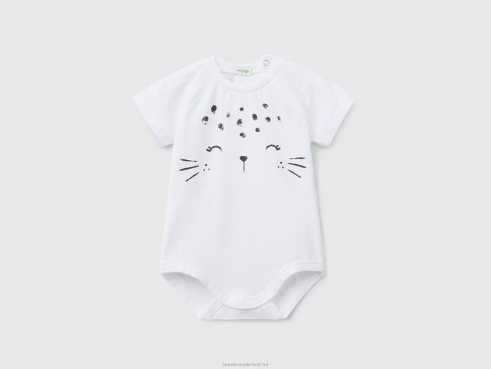 kinderen Benetton stretchbody met print wit 4R625879