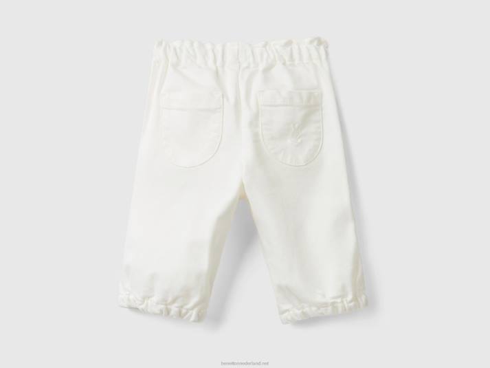 kinderen Benetton broek met gerimpelde taille romig wit 4R623260