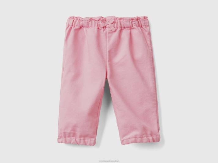 kinderen Benetton broek met gerimpelde taille roze 4R623254