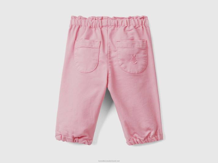 kinderen Benetton broek met gerimpelde taille roze 4R625935