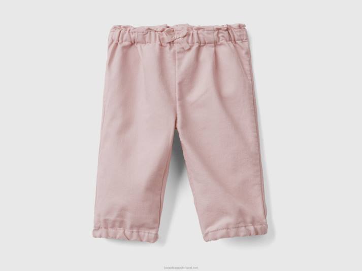 kinderen Benetton broek met gerimpelde taille zacht roze 4R623269