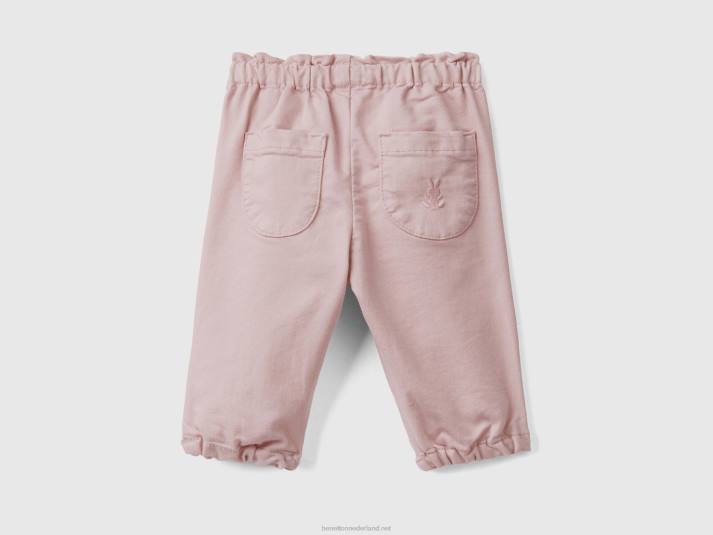 kinderen Benetton broek met gerimpelde taille zacht roze 4R623269