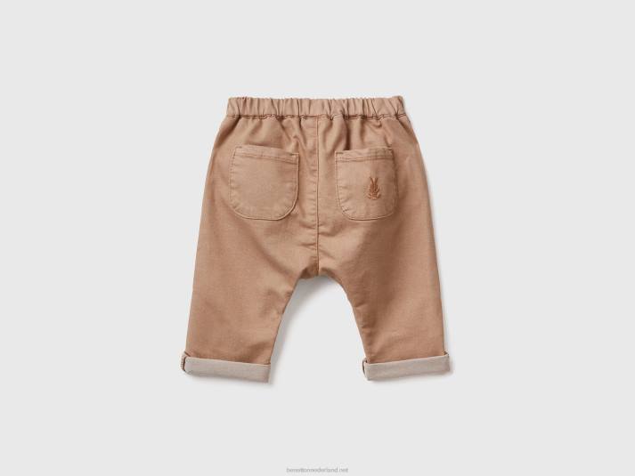 kinderen Benetton broek van stretchkatoenmix bruin 4R623248