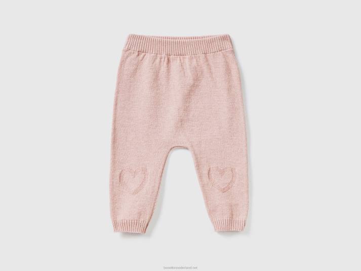 kinderen Benetton gebreide broek met inleg zacht roze 4R623223