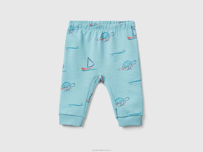 kinderen Benetton gedessineerde joggingbroek turkoois 4R623271