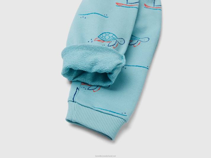 kinderen Benetton gedessineerde joggingbroek turkoois 4R623271