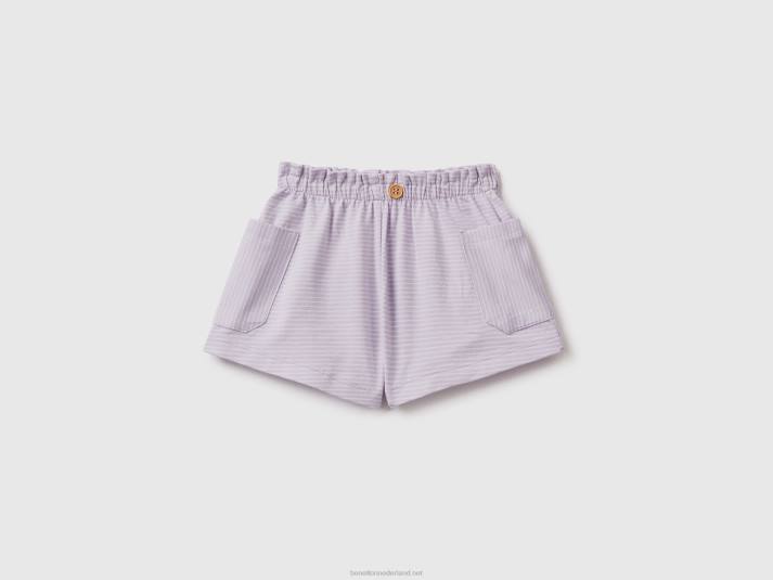 kinderen Benetton gestreepte bermuda's met zakken lila 4R623276