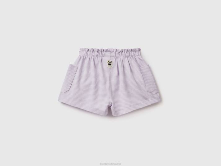 kinderen Benetton gestreepte bermuda's met zakken lila 4R623276