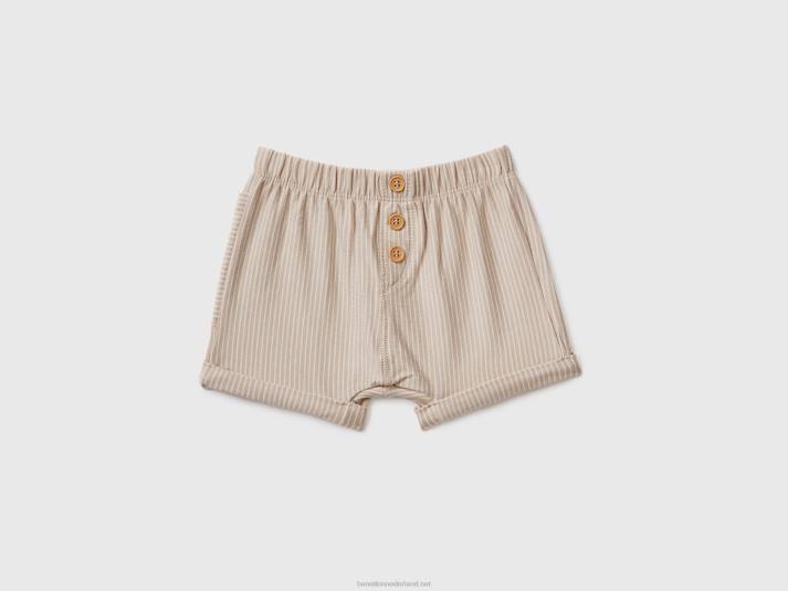 kinderen Benetton gestreepte korte broek beige 4R623231