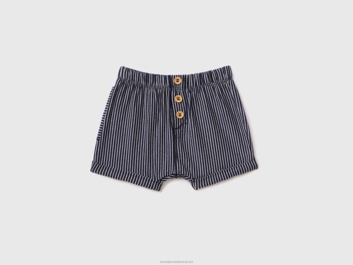 kinderen Benetton gestreepte korte broek donkerblauw 4R625930