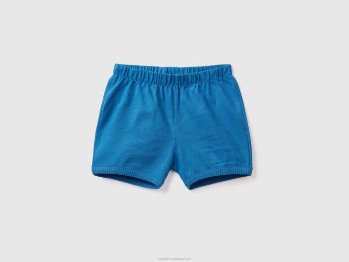 kinderen Benetton korte broek met patch op de rug helderblauw 4R623237