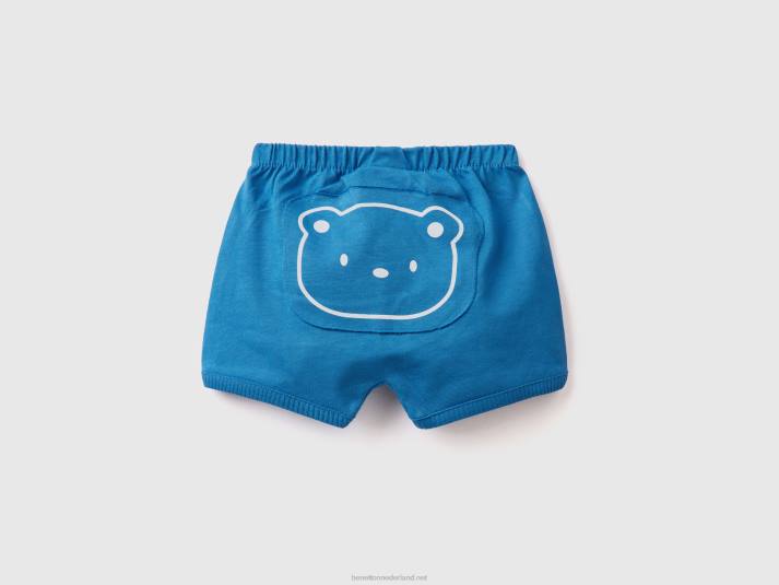 kinderen Benetton korte broek met patch op de rug helderblauw 4R625938