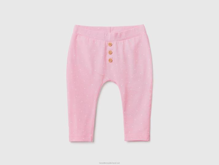 kinderen Benetton legging van stretchkatoen met patroon roze 4R623232