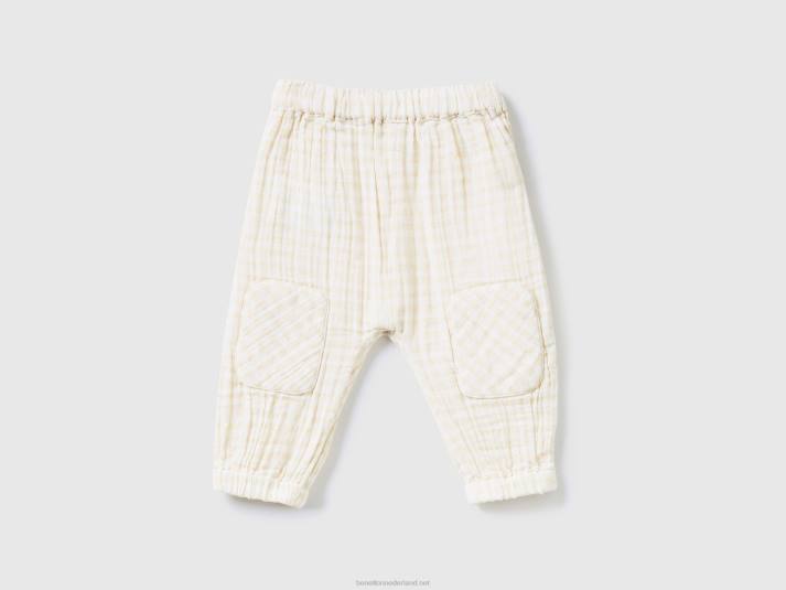 kinderen Benetton vichy broek van zuiver katoen wit 4R623235