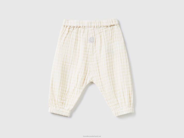 kinderen Benetton vichy broek van zuiver katoen wit 4R623235