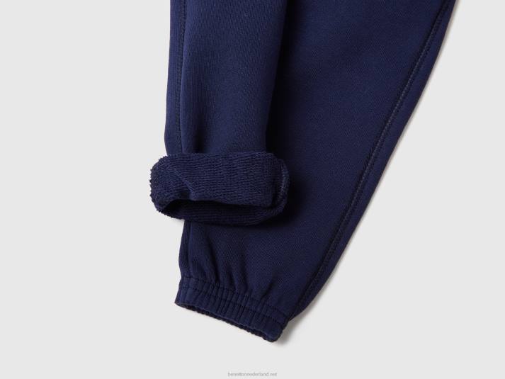 kinderen Benetton zachte joggingbroek met borduursel donkerblauw 4R625905