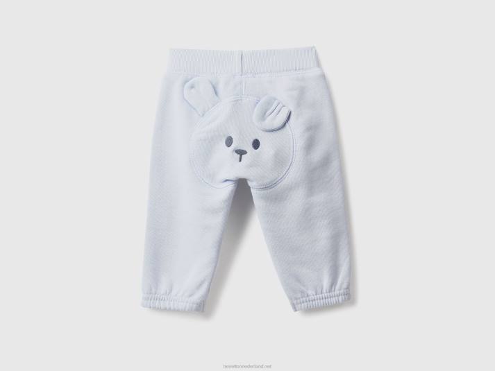 kinderen Benetton zachte joggingbroek met borduursel hemelsblauw 4R623229