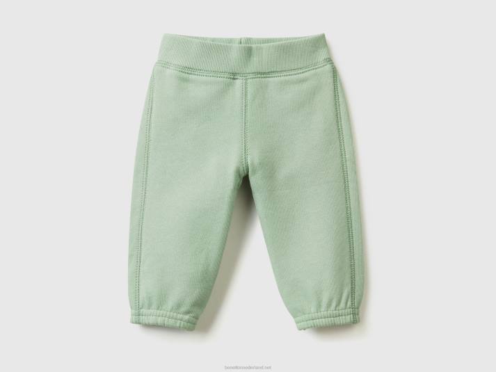 kinderen Benetton zachte joggingbroek met borduursel licht groen 4R623239