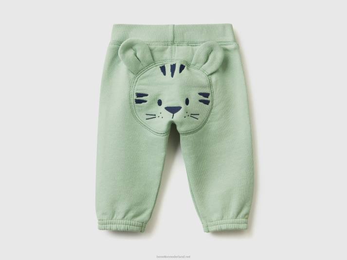 kinderen Benetton zachte joggingbroek met borduursel licht groen 4R625939