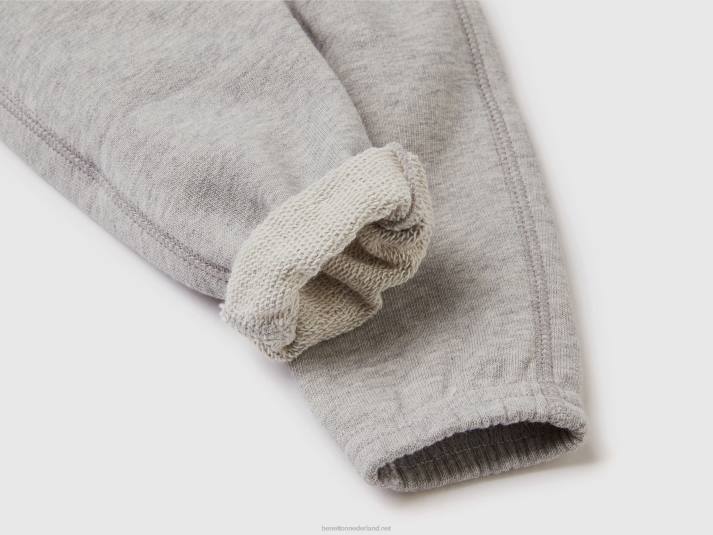 kinderen Benetton zachte joggingbroek met borduursel lichtgrijs 4R623259