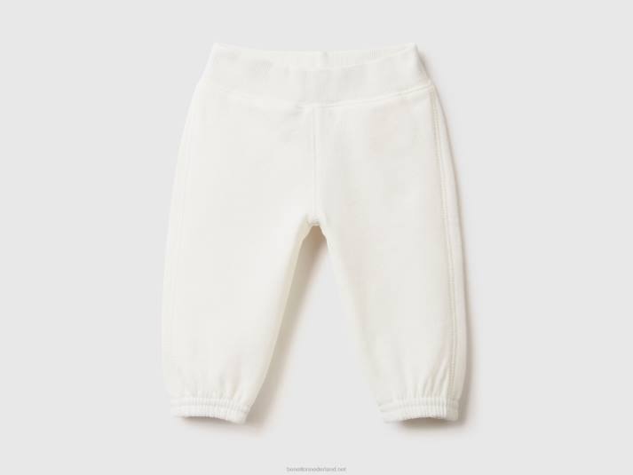 kinderen Benetton zachte joggingbroek met borduursel romig wit 4R623225