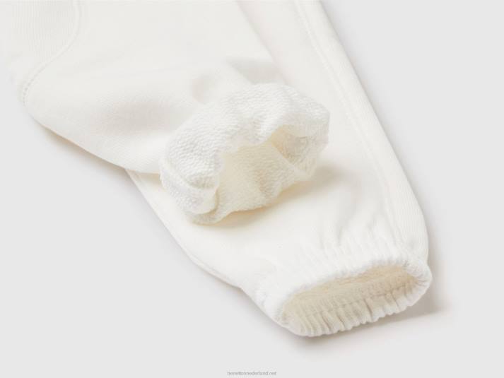 kinderen Benetton zachte joggingbroek met borduursel romig wit 4R623225