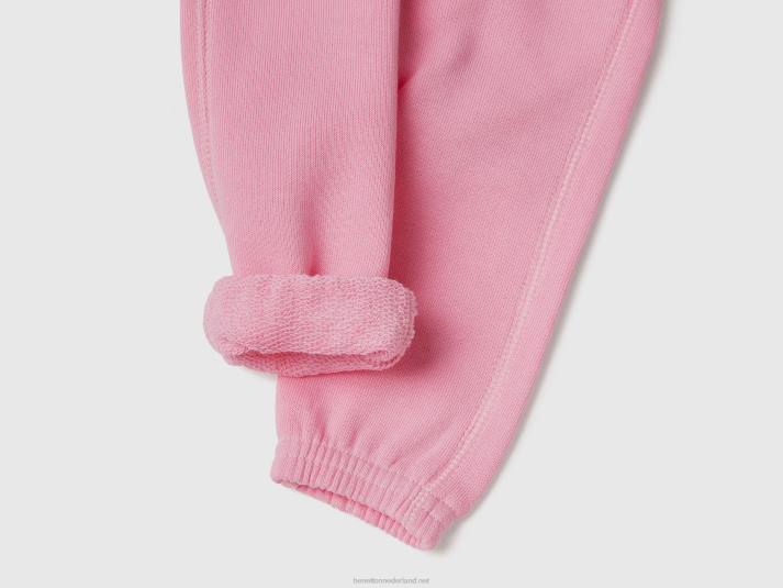 kinderen Benetton zachte joggingbroek met borduursel roze 4R623240