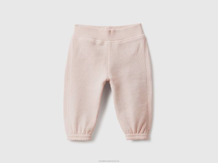 kinderen Benetton zachte joggingbroek met borduursel zacht roze 4R625940