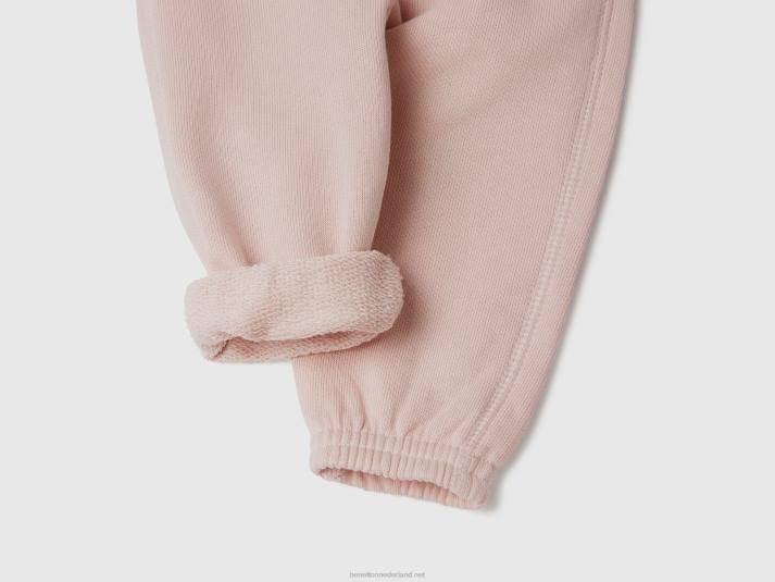 kinderen Benetton zachte joggingbroek met borduursel zacht roze 4R625940