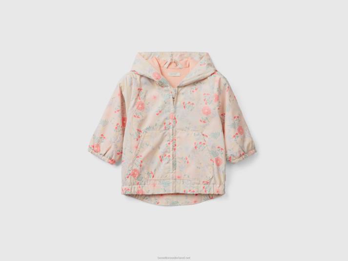 kinderen Benetton gedessineerde jas met capuchon veelkleurig 4R625738