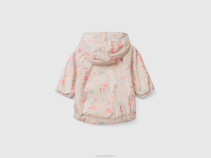 kinderen Benetton gedessineerde jas met capuchon veelkleurig 4R625738