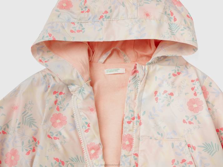 kinderen Benetton gedessineerde jas met capuchon veelkleurig 4R625738
