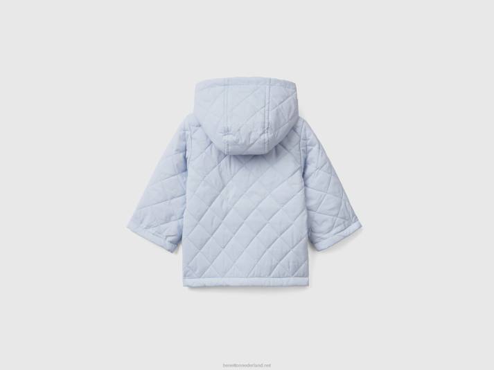 kinderen Benetton gewatteerde jas met capuchon hemelsblauw 4R623072