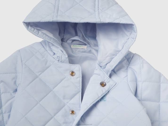 kinderen Benetton gewatteerde jas met capuchon hemelsblauw 4R623072
