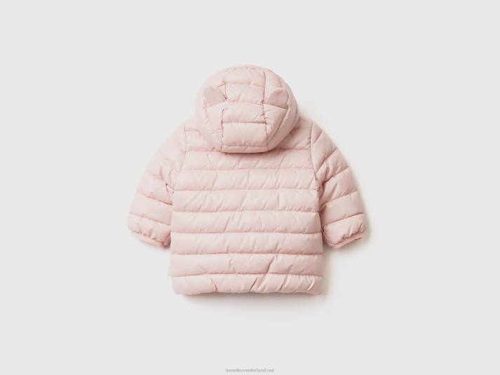 kinderen Benetton jas met oren in technische stof zacht roze 4R625743