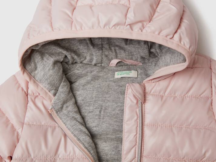 kinderen Benetton jas met oren in technische stof zacht roze 4R625743