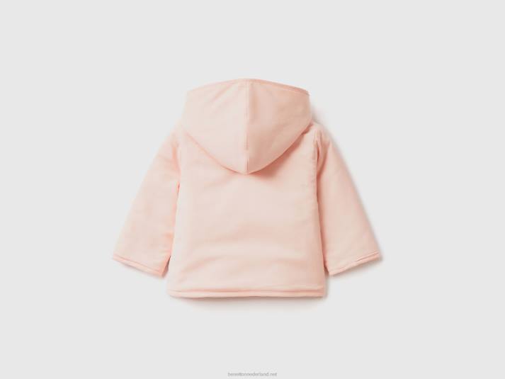 kinderen Benetton lichte jas met capuchon zacht roze 4R625736